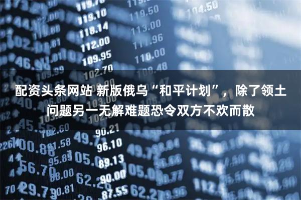 配资头条网站 新版俄乌“和平计划”，除了领土问题另一无解难题恐令双方不欢而散